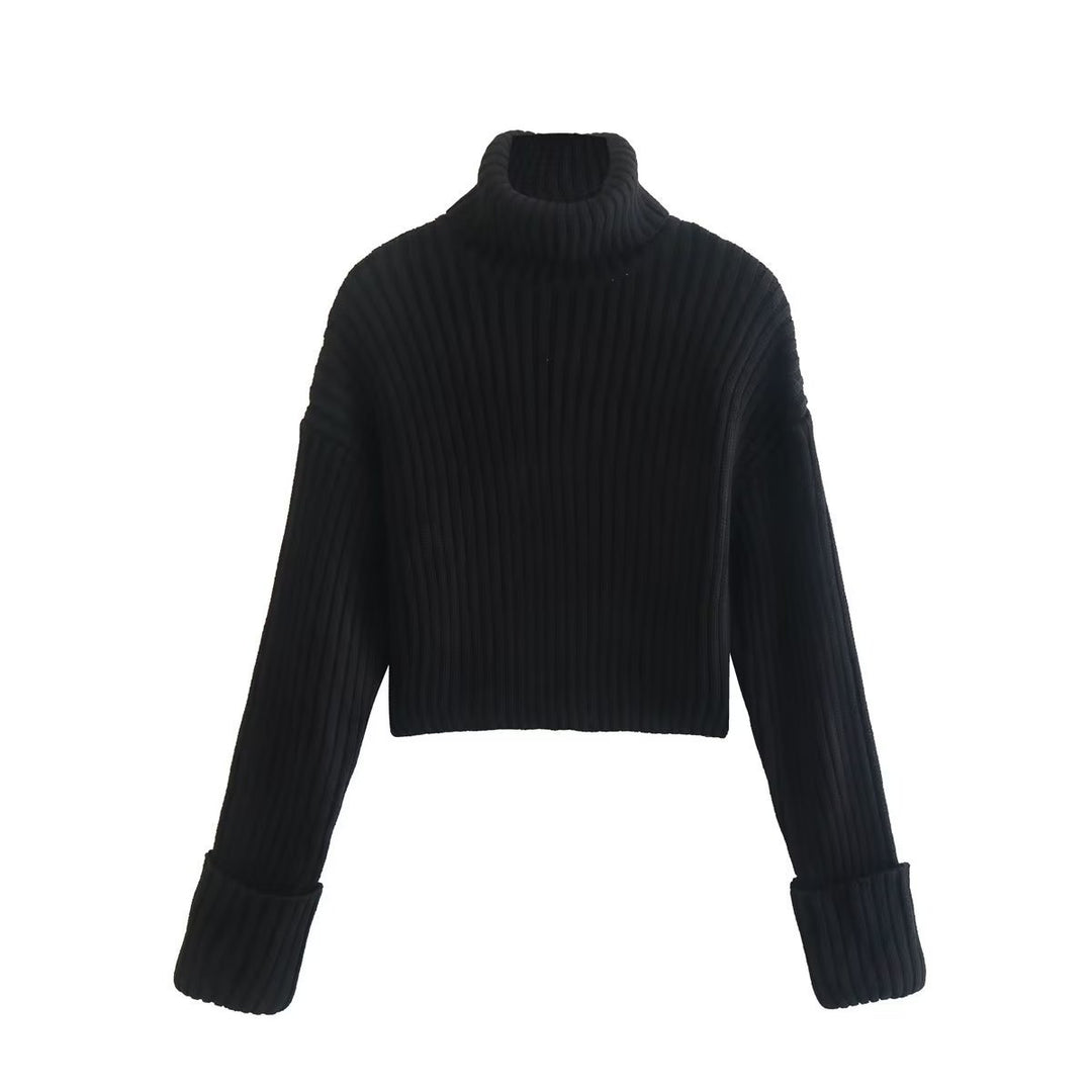 Damen Strickpullover mit hohem Kragen EB