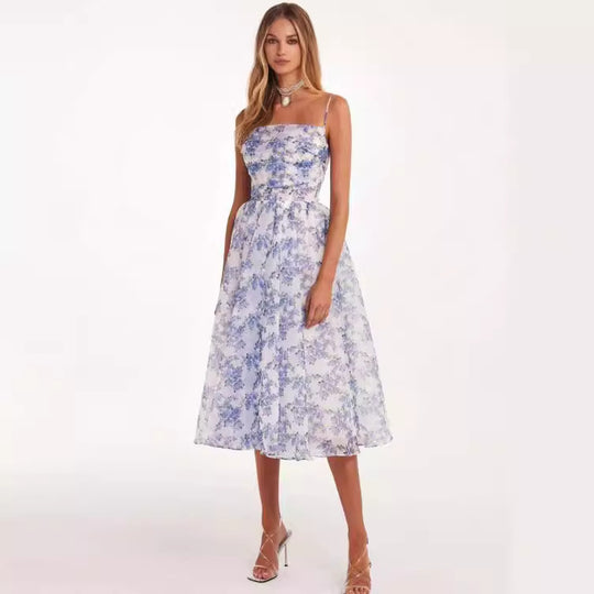 Damen Midi-Kleid mit elegantem Chiffon und floralen Applikationen EB