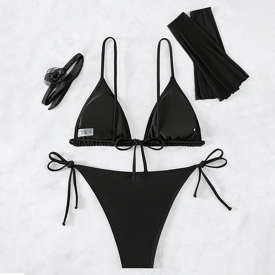 Damen Sexy Triangel-Bikini mit transparenten Ärmeln EB