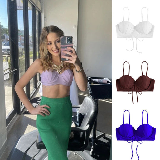 Damen Cropped Bikini-Oberteil mit Muschel-Design EB