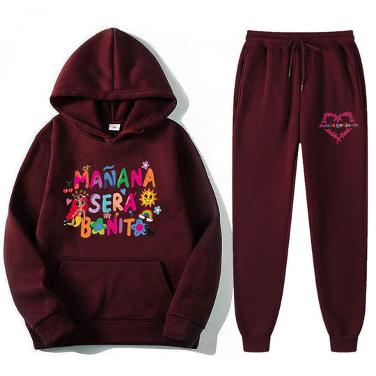 Damen Sweatshirt- und Jogginghose-Set mit buntem Aufdruck EB