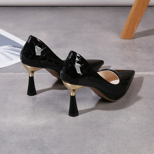 Damen elegante spitze Pumps mit glänzendem Krokodilprägung EB