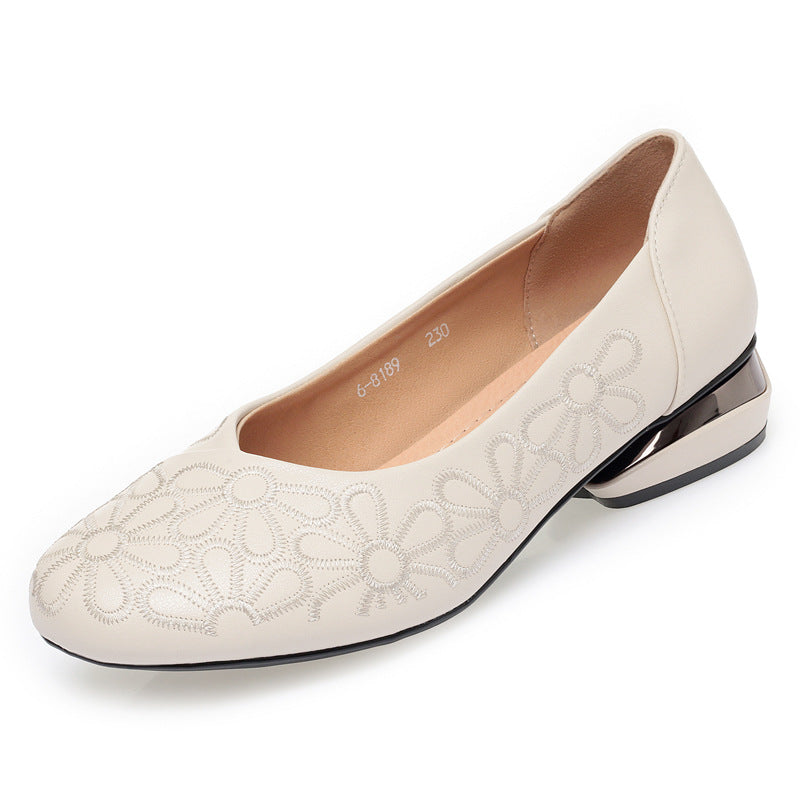 Damen Ballerinas mit floralem Design und elegantem Blockabsatz EB