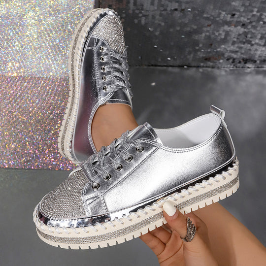 Damen Glamouröse Sneaker mit funkelndem Strass und trendiger Profilsohle EB