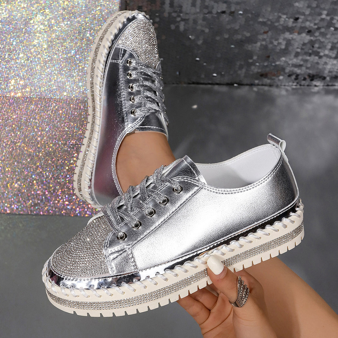Damen Sneaker mit Glitzergestaltung und elastischer Laufsohle EB