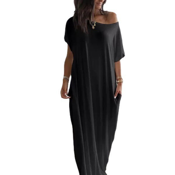 Damen lässiges Maxi-Überkleid mit weitem Schnitt und praktischen Taschen EB