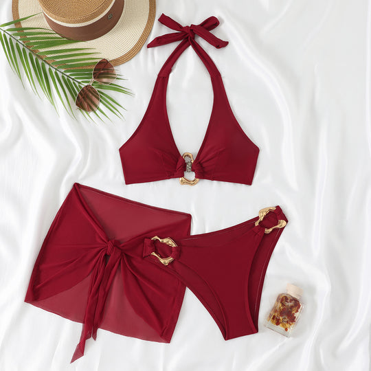 Damen Bikini-Set mit stilvollem Halterneck und modischen Kettenakzenten EB