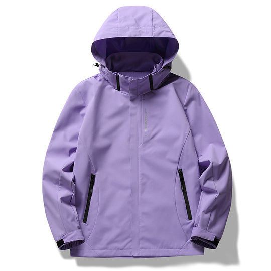 Damen wetterfeste Funktionsjacke mit verstellbarer Kapuze und atmungsaktiven Materialien EB