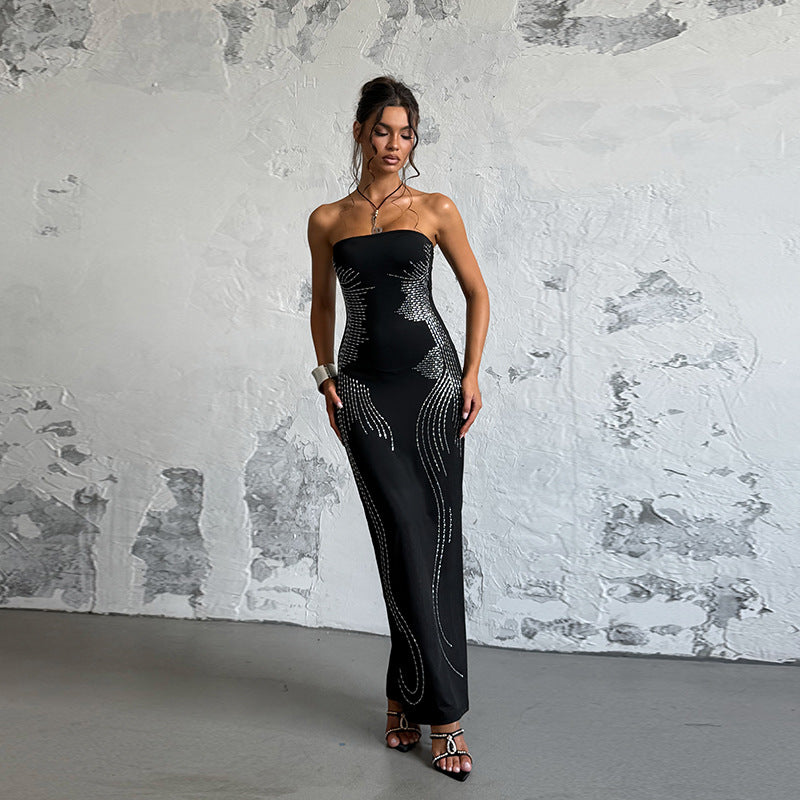 Damen Elegantes Bandeau-Minikleid mit funkelnden Akzenten EB