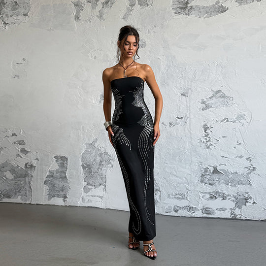 Damen Elegantes Bandeau-Minikleid mit funkelnden Akzenten EB