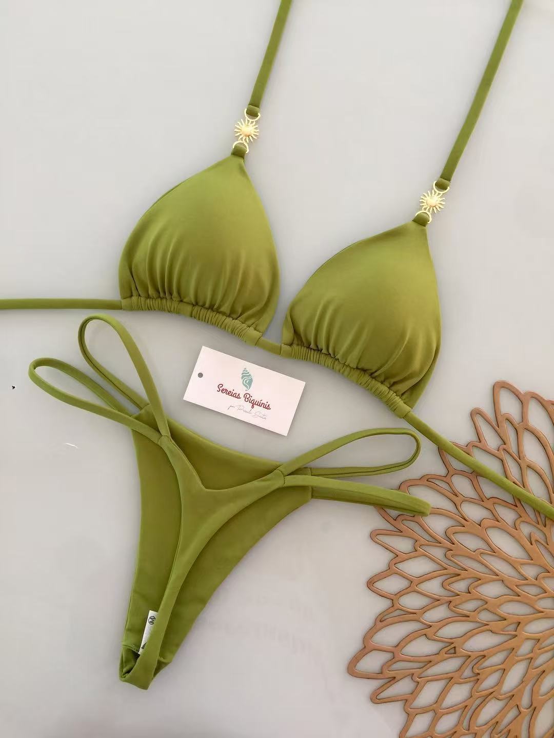 Damen Triangel-Bikini mit frischem Melonenmuster EB