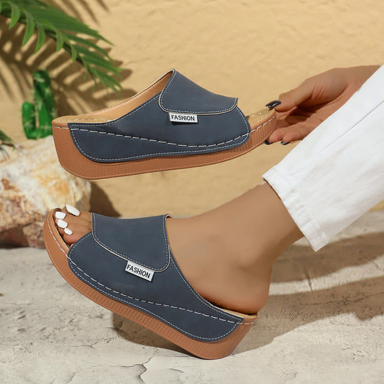 Damen Komfortable Wedge-Pantoletten mit flexibler Sohle und stylischem Riemen EB
