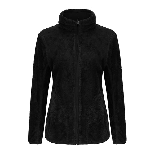 Damen nan kuschelige Fleecejacke mit hohem Stehkragen, durchgehendem Reißverschluss und figurformenden Nähten EB