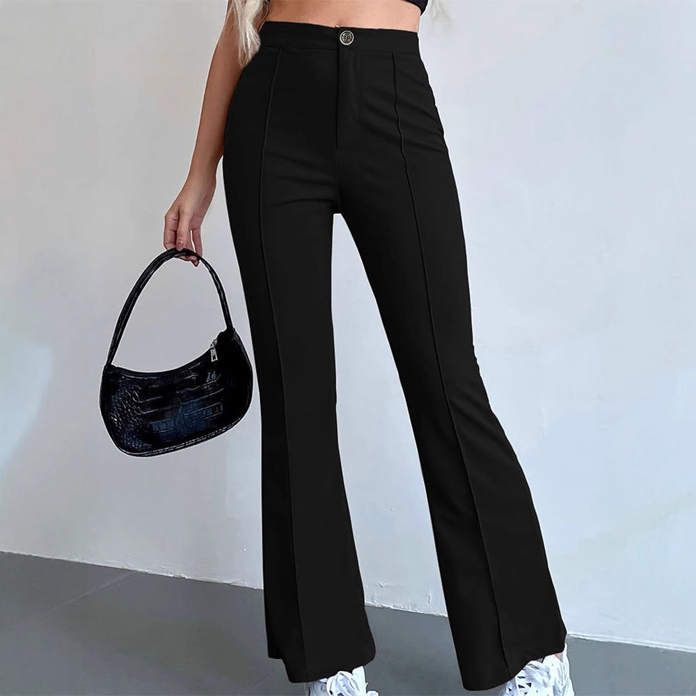 Damen elegante Business-Hose mit seitlichen Eingrifftaschen und schmalem Schnitt EB