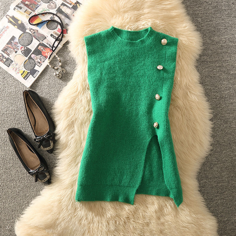 Damen Strickweste mit elegantem V-Ausschnitt und Knopfdetails EB