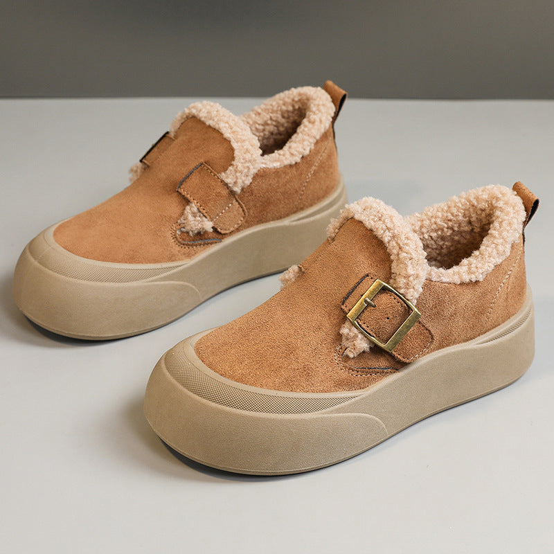 Damen bequemes Slipper mit wärmendem Innenfutter und modischem Schnallen-Design EB