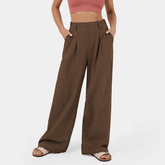 Damen Weite Chinohose mit elegantem Faltenwurf und seitlichen Taschen EB