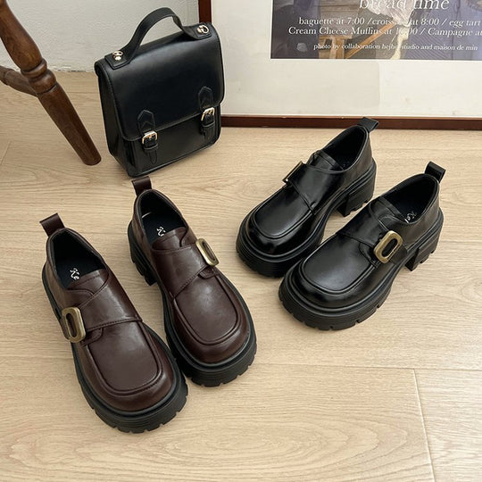 Damen modische Clogs mit robuster Sohle und dekorativem Schnallenverschluss EB