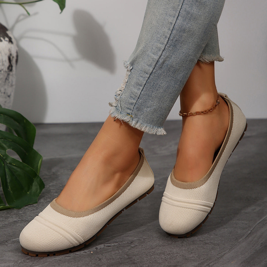 Damen Bequeme und atmungsaktive Ballerinas mit elastischem Einsatz EB