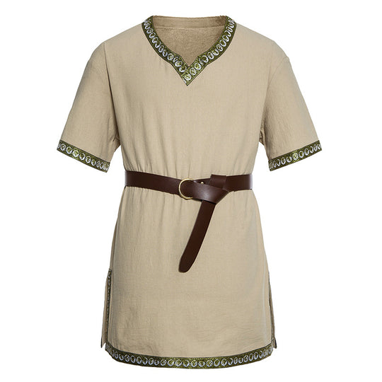 Damen Mittelalterliches Kleid mit dekorativem Kragen und Gürtel EB