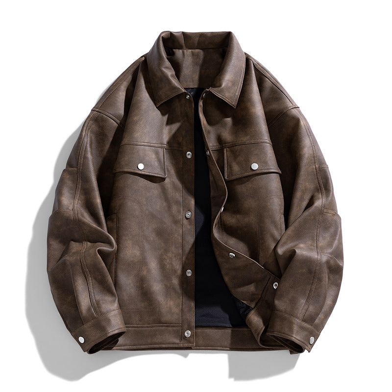 Men's  suede-effect relaxed trucker jacket with topstitch detailing EB