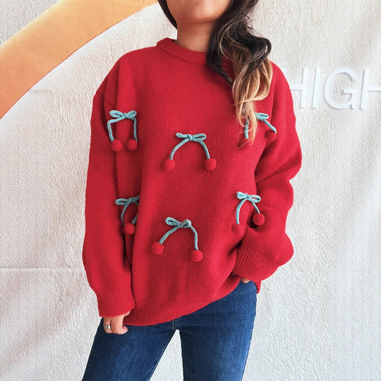 Damen Kuscheliger Pullover mit verspielten Quasten EB