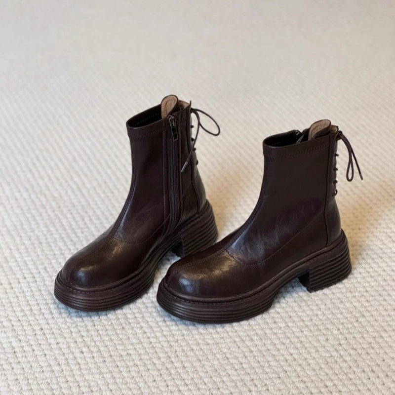 Damen stilvolle Ankle Boots mit praktischem Reißverschluss und robustem Blockabsatz EB