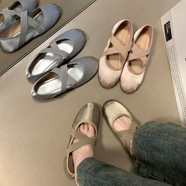 Damen Ballerinas mit dekorativem Riemen und komfortablem Fußbett EB