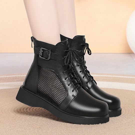 Damen Modische Schnürstiefeletten mit Netzdetail und komfortabler Sohle EB