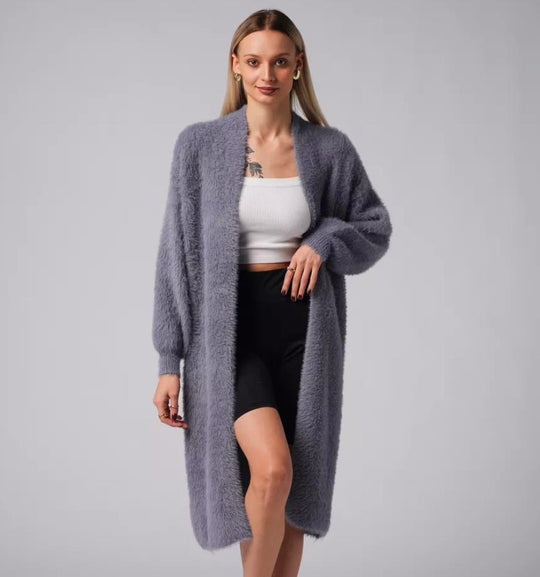Damen Kuscheliger Strickmantel mit seitlichen Schlitzen und weitem Schnitt EB