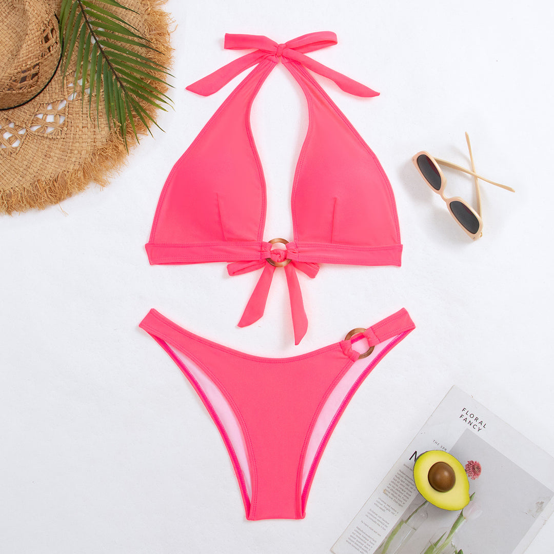 Damen Triangel-Bikini mit stilvollen Knotendetails EB
