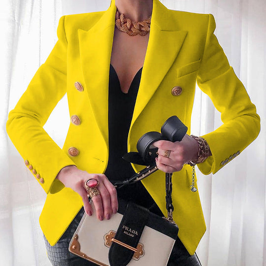Damen Eleganter Blazer mit doppelter Knopfleiste und tailliertem Schnitt EB