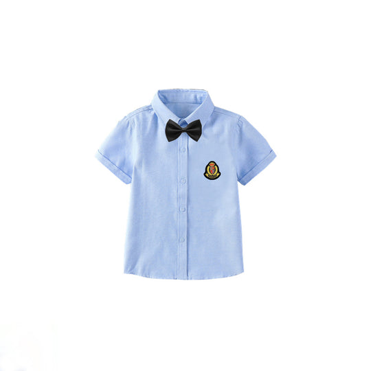 Jungen elegante kurzärmlige Bluse mit Fliege EB