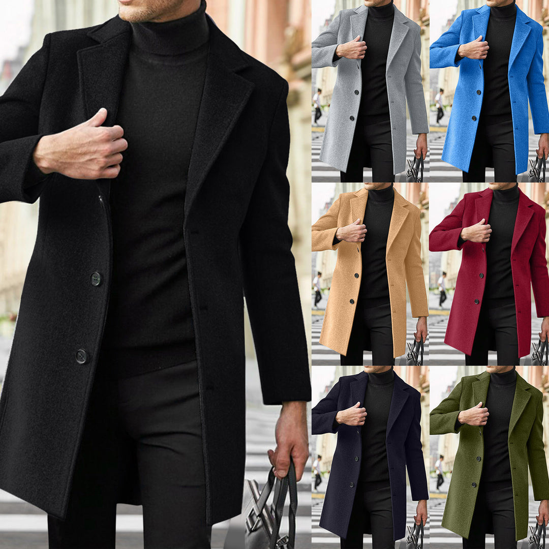 Herren nan taillierter Wollmantel mit schmaler Silhouette, klassischem Revers und verdeckter Knopfleiste EB