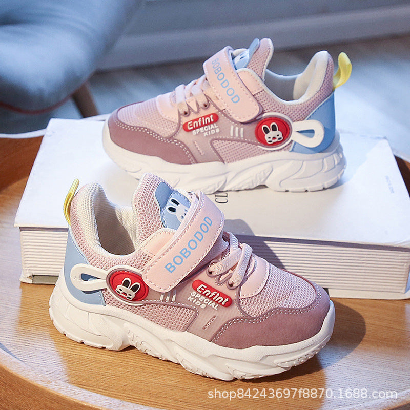 Damen Sportliche Kindersneaker mit verstellbarem Klettverschluss und niedlichem Tiermotiv EB