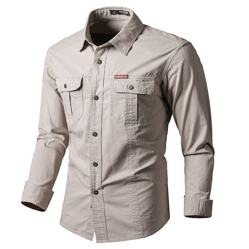 Herren nan leichte Overshirt-Jacke mit Klappbrusttaschen und klassischem Hemdkragen EB