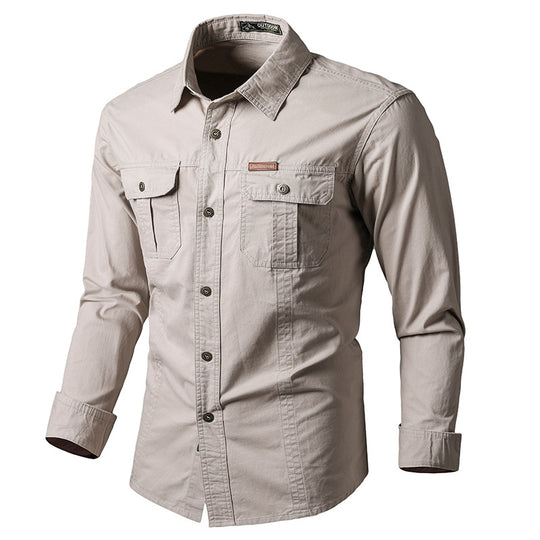 Herren nan leichte Overshirt-Jacke mit Klappbrusttaschen und klassischem Hemdkragen EB