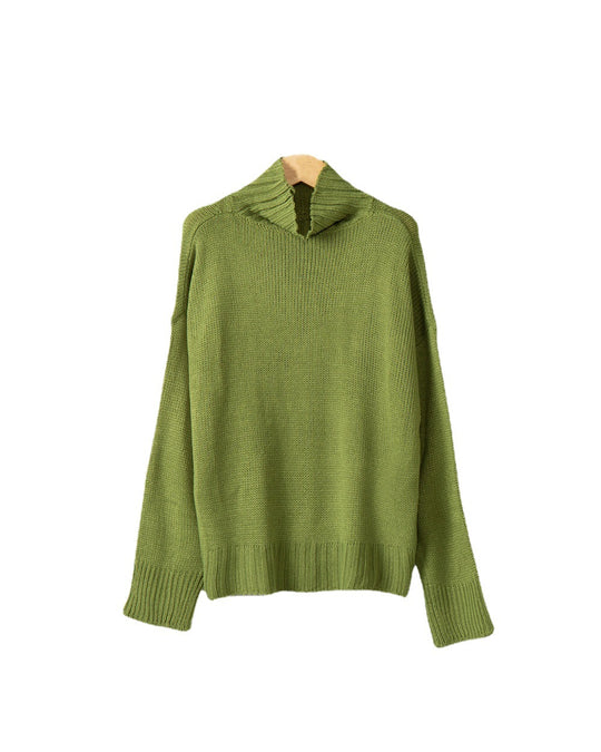 Damen hochgeschlossener Strickpullover mit strukturiertem Design EB
