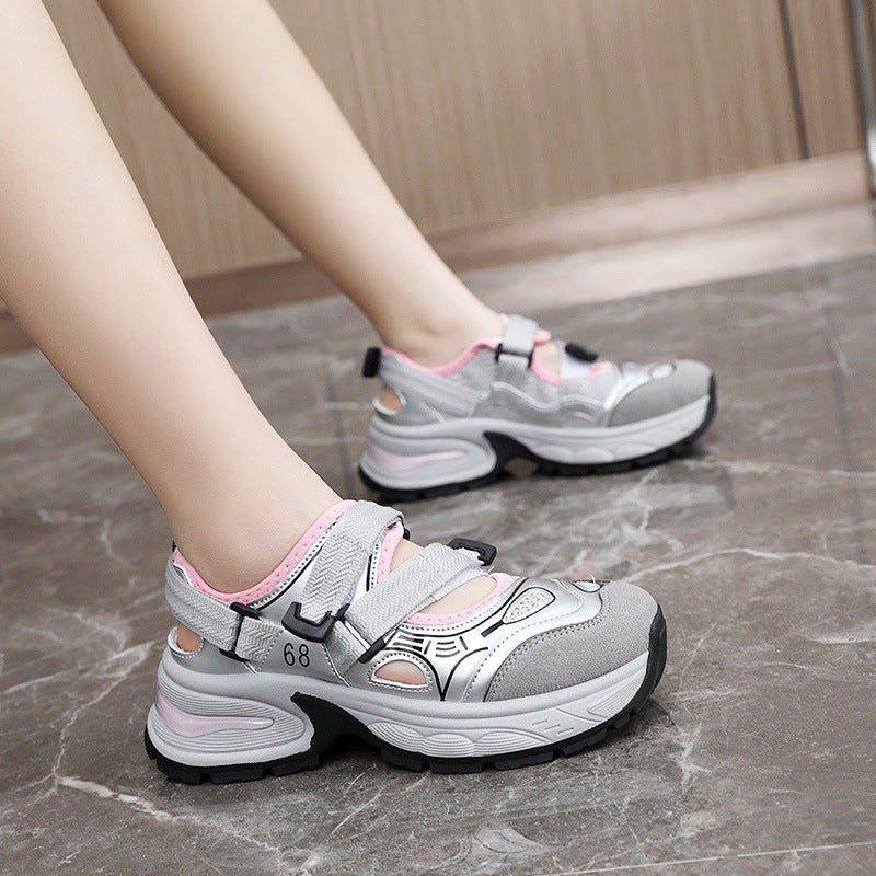 Damen Sportliche Sneakers mit verstellbarem Riemen und atmungsaktiver Obermaterialstruktur EB