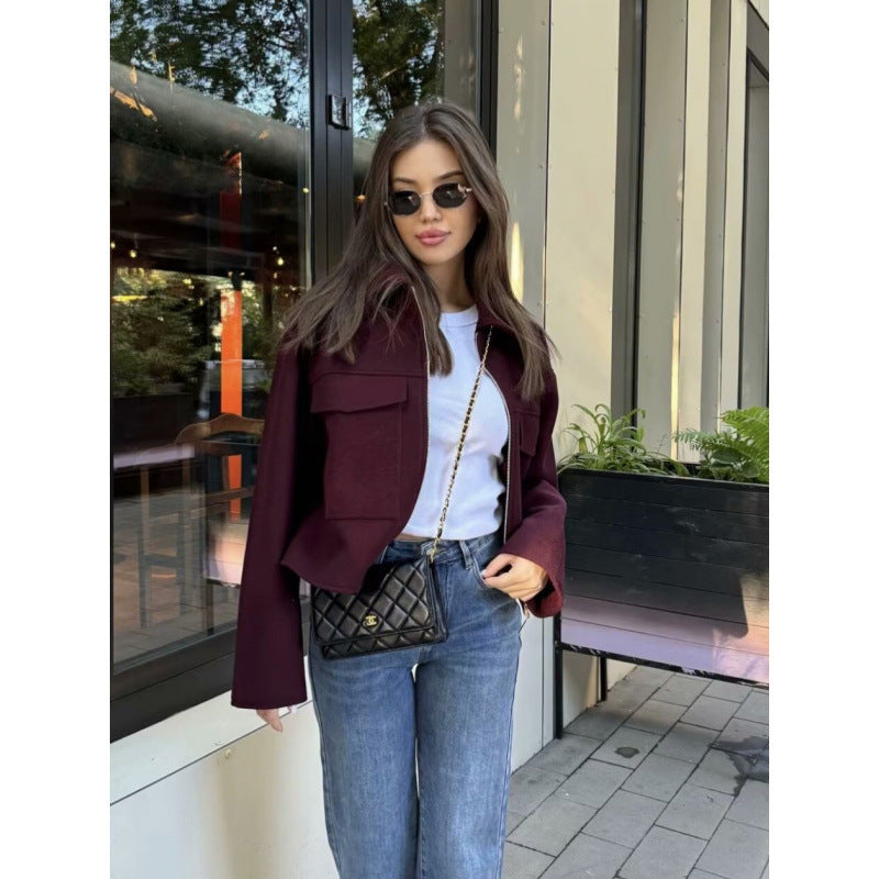 Damen stylische und funktionale Wolle-Jacke EB