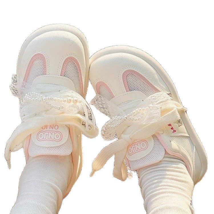 Damen Sportliche Sneaker mit modischem Spitzenelement und atmungsaktiver Oberfläche EB