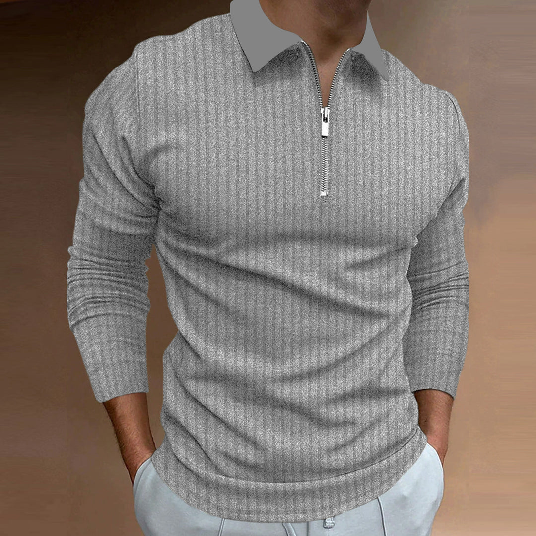 Herren Poloshirt mit elegantem Reißverschluss und strukturiertem Design EB