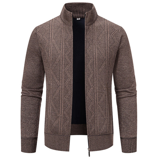 Herren Strickjacke mit hohem Kragen und Zipper EB