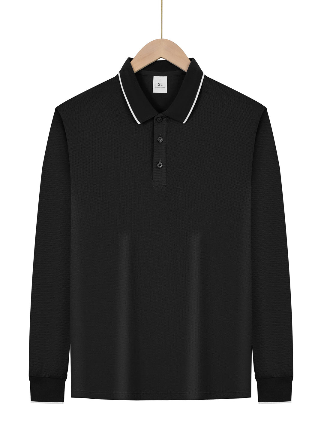 Herren nan langärmeliges Piqué-Poloshirt mit Kontrastpaspel am Kragen und Bündchen EB