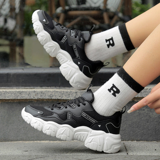 Damen Sportliche Sneakers im trendigen Chunky-Stil mit atmungsaktiven Mesh-Obermaterial und dämpfender Sohle EB