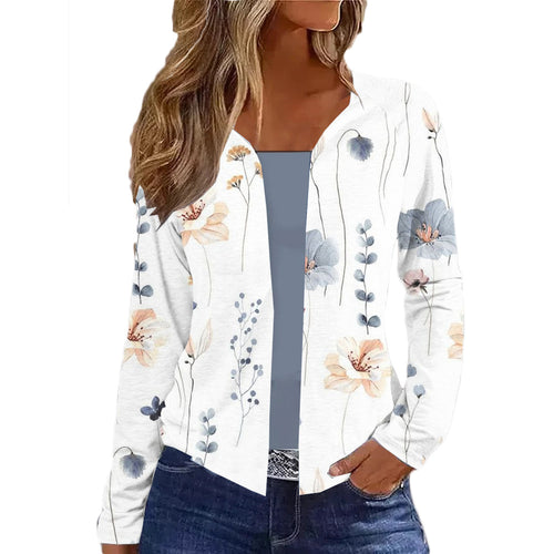 Damen Floral Bedruckte Strickjacke mit offenem Schnitt EB