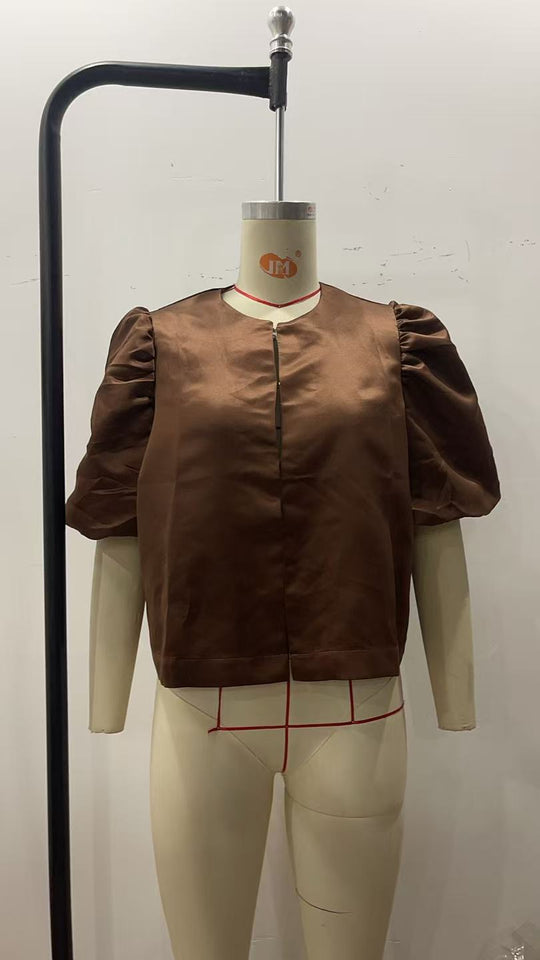 Damen stilvolle Bluse mit puffärmeln EB