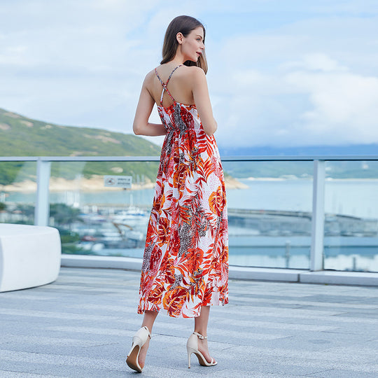 Damen Maxikleid mit floralem Schnitt und eleganter Taillierung EB