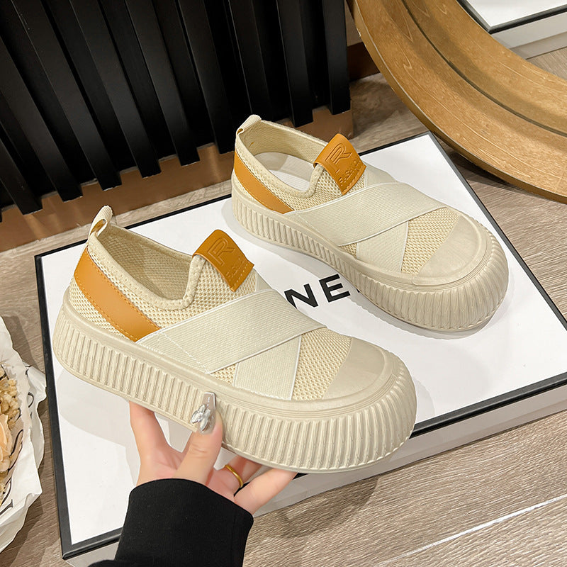 Damen Bequeme Slip-On Sneakers mit elastischem Riemen EB