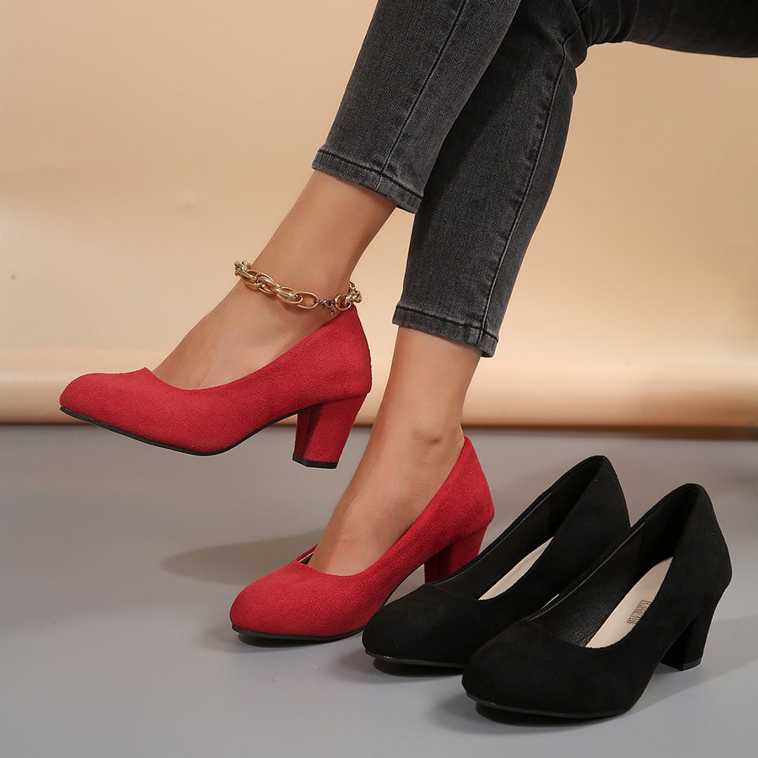 Damen elegante Pumps mit bequemem Blockabsatz EB